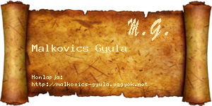 Malkovics Gyula névjegykártya